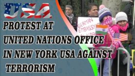 Protest at United Nations Office in New York USA against Terrorism