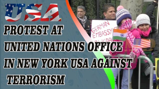 Protest at United Nations Office in New York USA against Terrorism